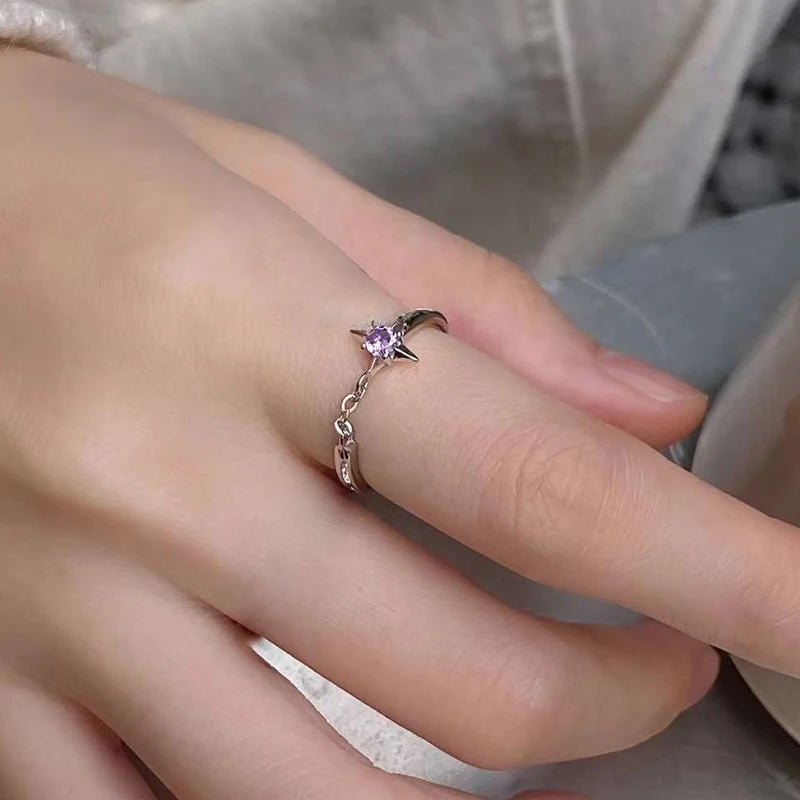 Y2K Purple Crystal Ring