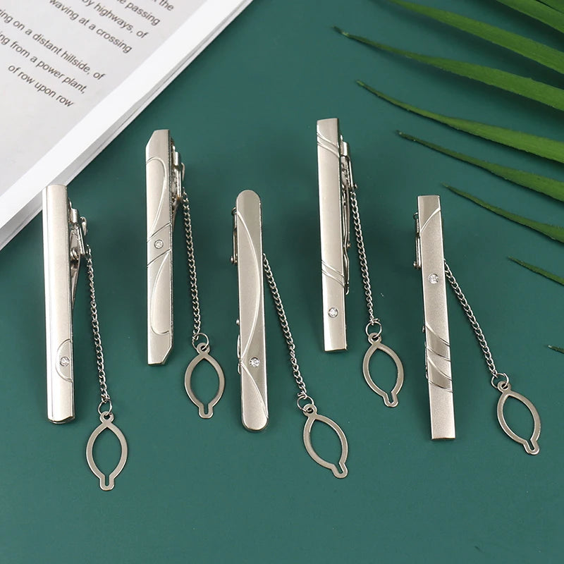 Men Silver Necktie Tie Clip