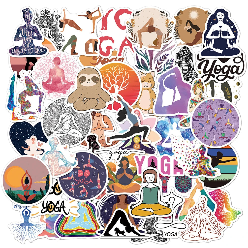 Vintage Yoga Mandala Flowers Graffiti Stickers