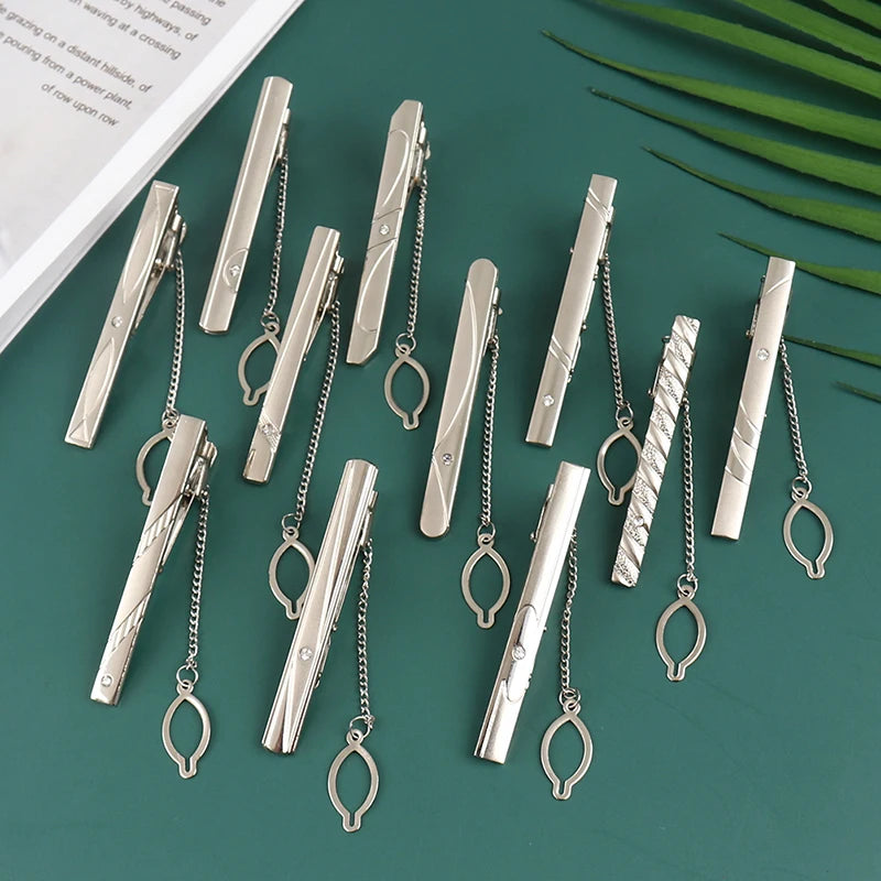 Men Silver Necktie Tie Clip
