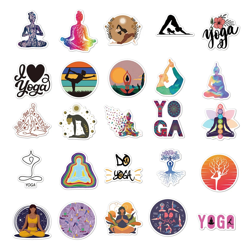 Vintage Yoga Mandala Flowers Graffiti Stickers
