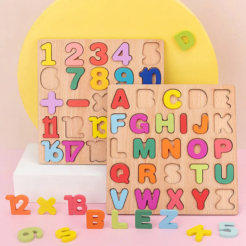 Colorful Alphabet Number Wooden Puzzles