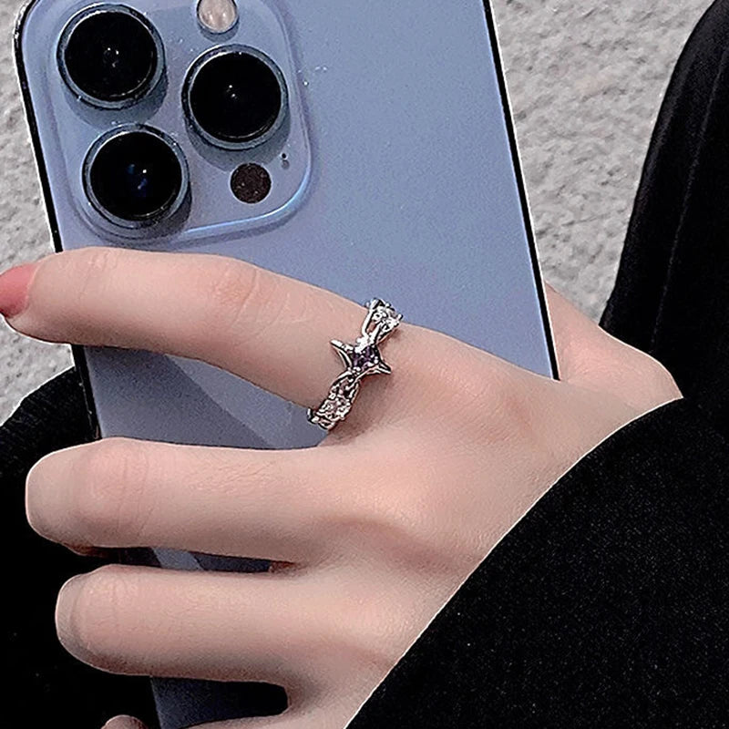 Y2K Purple Crystal Ring