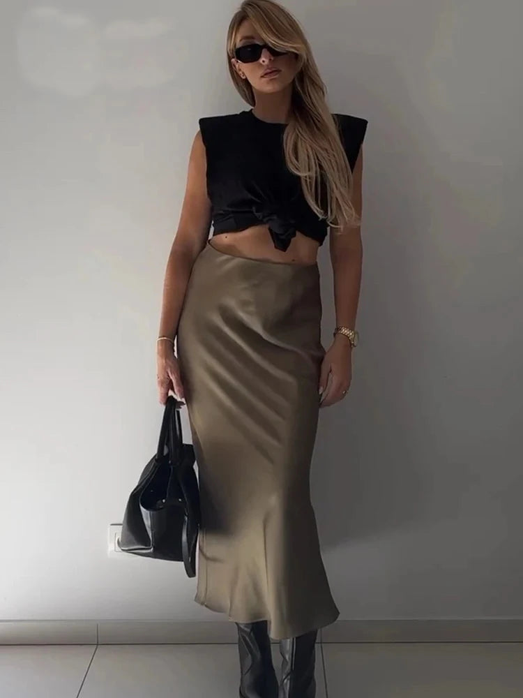 White Satin Maxi Skirt