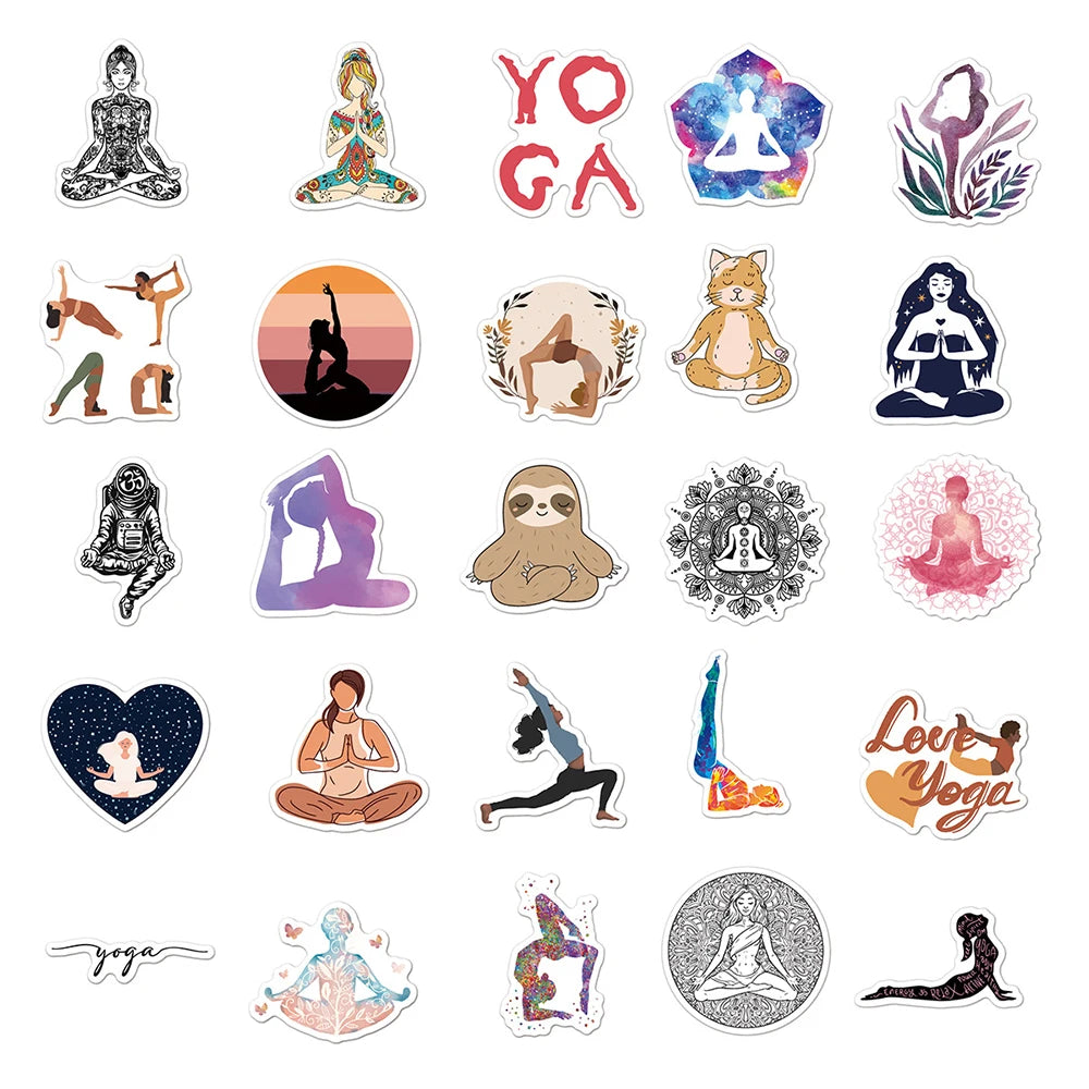 Vintage Yoga Mandala Flowers Graffiti Stickers