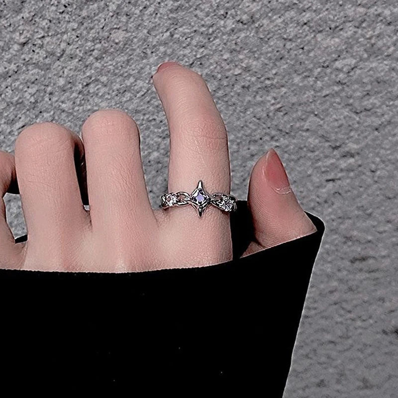 Y2K Purple Crystal Ring