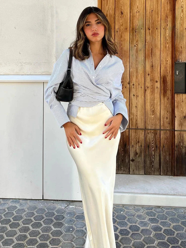 White Satin Maxi Skirt